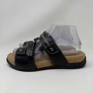 Clarks Sandals Womens 7 Leather Slide Comfort Shoe Roseville Bay Black